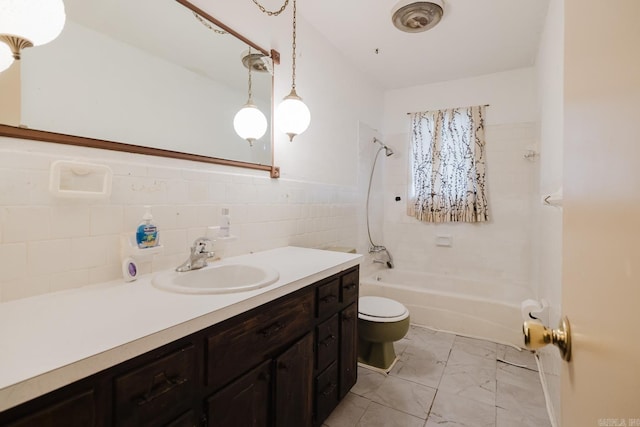 337 Lance Cir, Hot Springs, AR 71901 - bathroom with vanity, shower / washtub combination, and marble look tiles