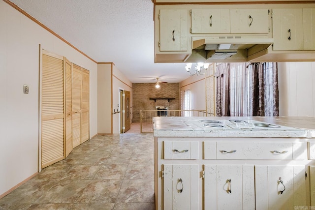 337 Lance Cir, Hot Springs, AR 71901 - kitchen featuring white electric stovetop, light countertops, a ceiling fan, and open floor plan
