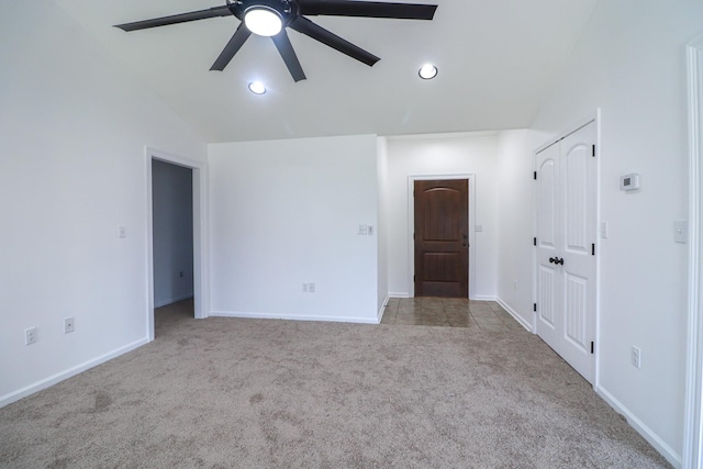 1206 Ryan Ln, Paragould, AR 72450 - carpeted spare room featuring ceiling fan, vaulted ceiling, and recessed lighting