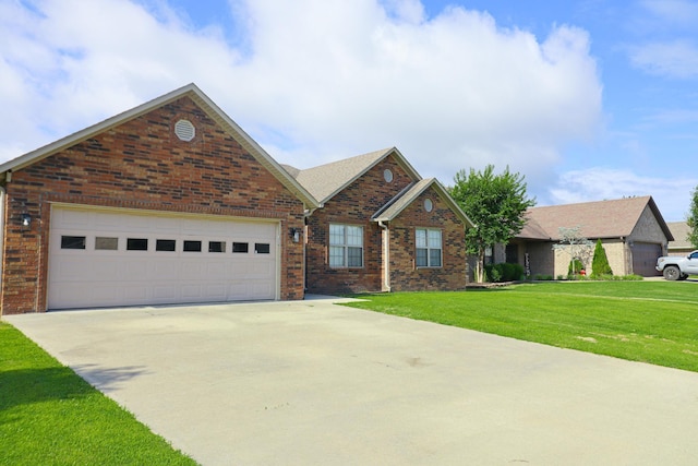 1206 Ryan Ln, Paragould, AR 72450 - traditional home with driveway, brick siding, a front lawn, and an attached garage