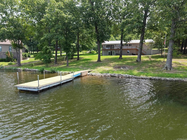 716 S Shore Dr, Horseshoe Bend, AR 72512 - dock area with a water view and a yard