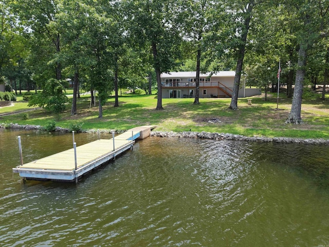 716 S Shore Dr, Horseshoe Bend, AR 72512 - dock featuring a water view and a lawn