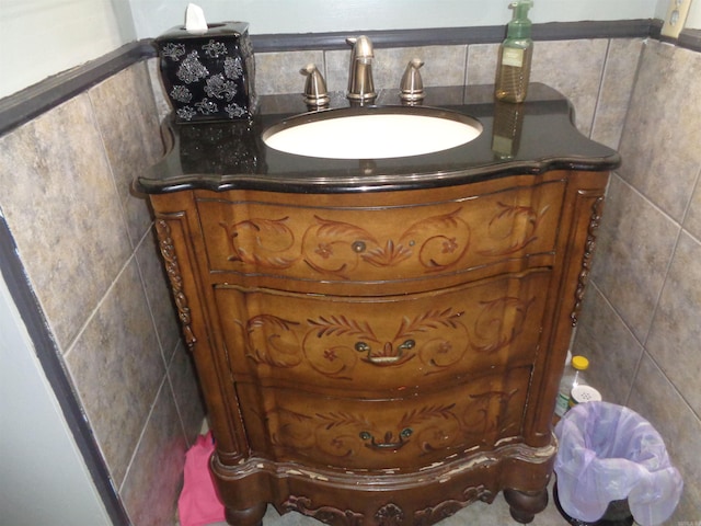 2 Wellington Ct, Little Rock, AR 72227 - bathroom featuring vanity and tile walls