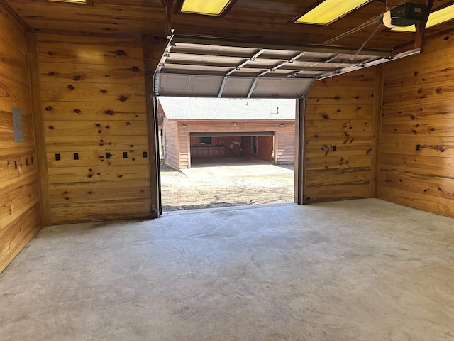 garage with wooden walls