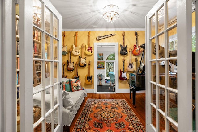 445 Midland St, Little Rock, AR 72205 - sunroom / solarium with french doors and a chandelier