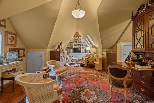 445 Midland St, Little Rock, AR 72205 - sitting room with wood finished floors, lofted ceiling, and a desk