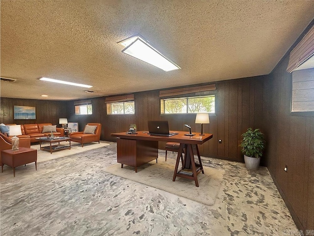 203 Richwood Dr, Mountain Home, AR 72653 - office area featuring a textured ceiling and wooden walls