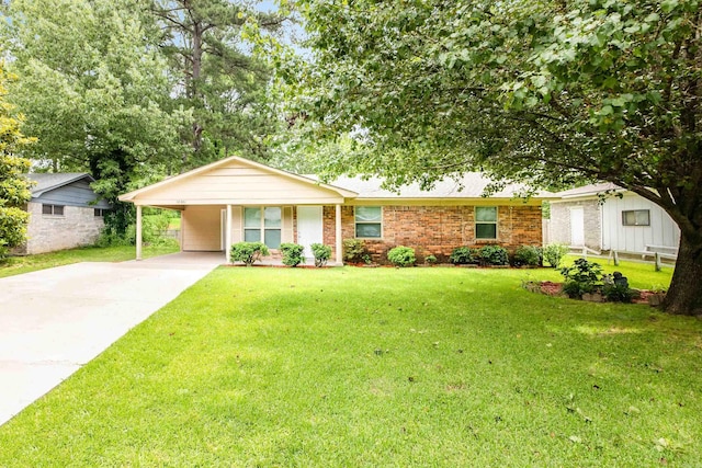 10301 Milkyway Dr, Little Rock, AR 72209 - single story home with a front yard, driveway, a carport, and brick siding