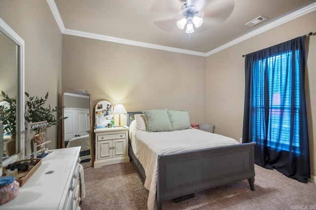 909 Nature Way, Benton, AR 72019 - carpeted bedroom featuring crown molding and ceiling fan