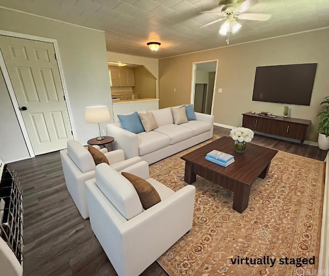 131 N Pine St, Salem, AR 72576 - living room with wood finished floors and a ceiling fan