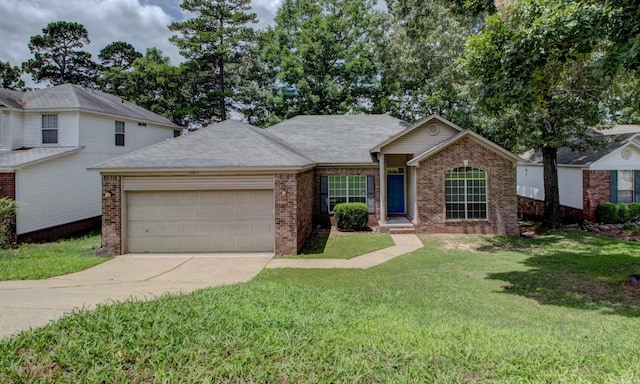 12825 Westglen Dr, Little Rock, AR 72211 - ranch-style home with an attached garage, brick siding, driveway, and a front lawn
