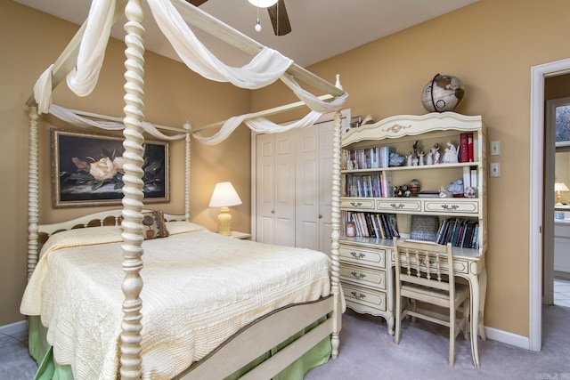 1315 Gleneagles Ct, Little Rock, AR 72211 - bedroom with a closet, carpet floors, and a ceiling fan