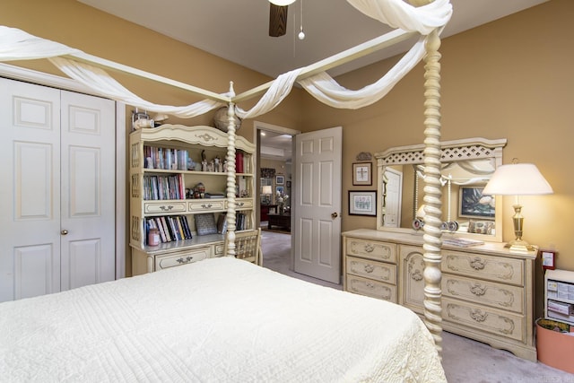 1315 Gleneagles Ct, Little Rock, AR 72211 - bedroom with light carpet, a closet, and ceiling fan