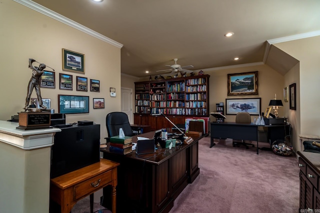 103 Falata Cir, Little Rock, AR 72223 - office space with ornamental molding, carpet, recessed lighting, and a ceiling fan