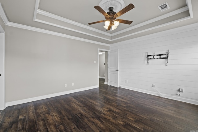 36 Fletcher Dr, Austin, AR 72007 - unfurnished room with a raised ceiling, a ceiling fan, wood finished floors, and ornamental molding