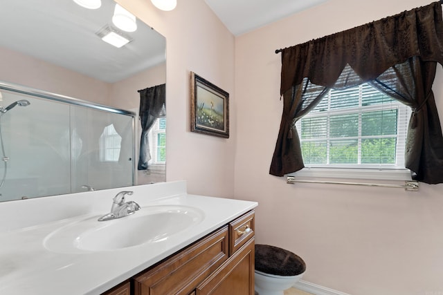 301 Forest Dr, Mountain Home, AR 72653 - bathroom with a shower with door and vanity