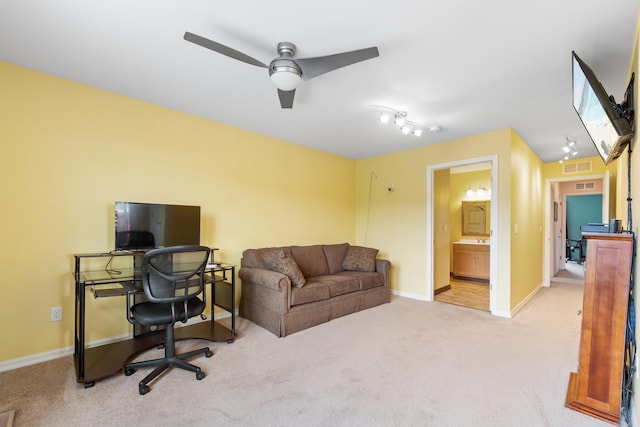 301 Forest Dr, Mountain Home, AR 72653 - home office featuring carpet floors and a ceiling fan