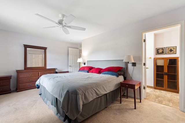 301 Forest Dr, Mountain Home, AR 72653 - bedroom featuring light colored carpet and ceiling fan