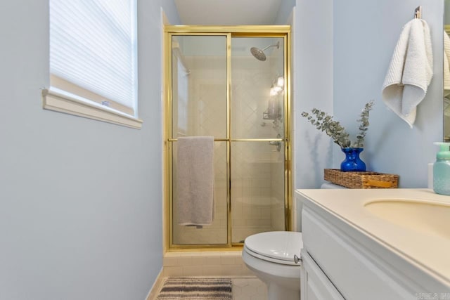 4 Coachlight Cir, Little Rock, AR 72227 - bathroom with vanity, a stall shower, and tile patterned floors