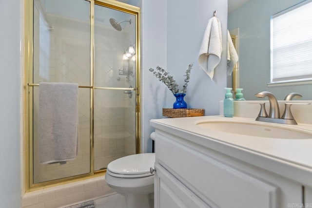 4 Coachlight Cir, Little Rock, AR 72227 - full bath with vanity, a shower stall, and tile patterned flooring