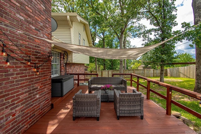 4 Coachlight Cir, Little Rock, AR 72227 - deck featuring outdoor lounge area and a fenced backyard