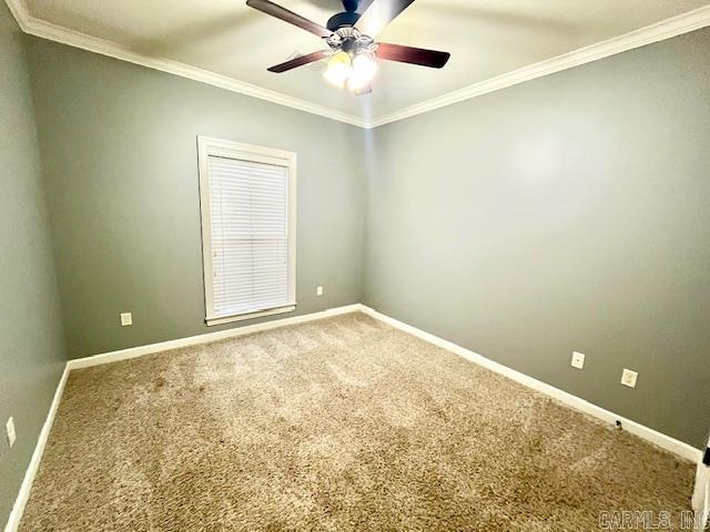 107 Marie Jeanne Dr, Maumelle, AR 72113 - carpeted spare room featuring ceiling fan and crown molding