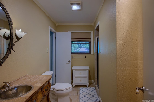 121 Atkinson Ln, Hot Springs, AR 71913 - full bath featuring tile patterned flooring, a stall shower, vanity, and ornamental molding