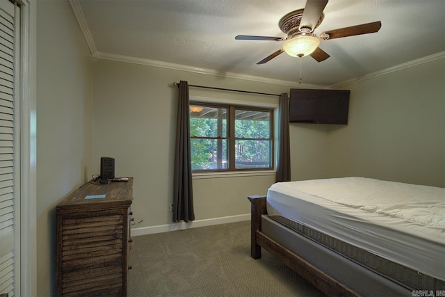 121 Atkinson Ln, Hot Springs, AR 71913 - bedroom featuring carpet flooring, ornamental molding, and ceiling fan