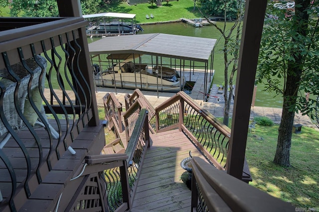121 Atkinson Ln, Hot Springs, AR 71913 - deck with a dock, a water view, and boat lift