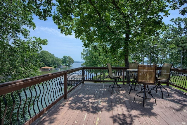 121 Atkinson Ln, Hot Springs, AR 71913 - wooden terrace featuring a water view