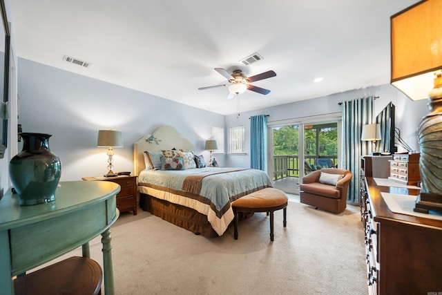 173-B Pebble Beach Pl, Hot Springs, AR 71913 - bedroom featuring light colored carpet, access to outside, a ceiling fan, and recessed lighting