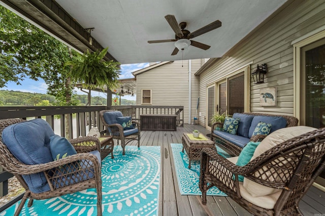 173-B Pebble Beach Pl, Hot Springs, AR 71913 - wooden deck with outdoor lounge area and ceiling fan