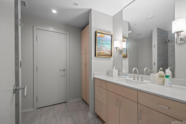 300 E Third St # 509, Little Rock, AR 72201 - full bath with vanity, tile patterned floors, a shower, and recessed lighting