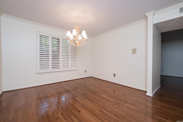 520 Cambridge Place Dr, Little Rock, AR 72227 - unfurnished room featuring wood finished floors, crown molding, a chandelier, and a textured ceiling
