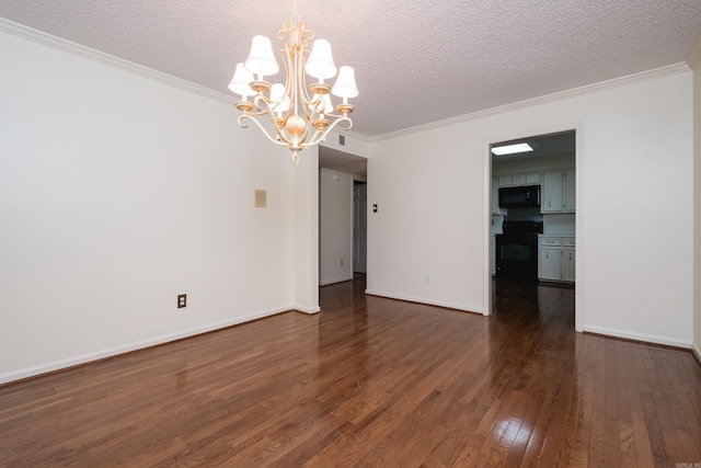 520 Cambridge Place Dr, Little Rock, AR 72227 - spare room featuring a chandelier, dark wood finished floors, crown molding, and a textured ceiling
