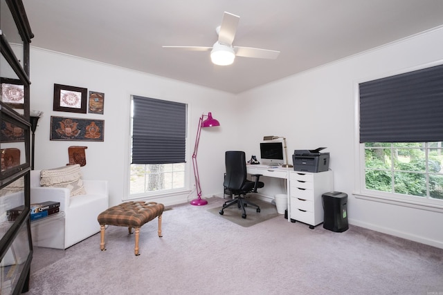 20 Robinwood Rd, Little Rock, AR 72227 - carpeted office featuring ornamental molding and a ceiling fan