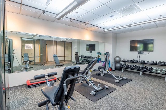 300 E 3rd St Unit 602, Little Rock, AR 72201 - exercise room with carpet floors and a drop ceiling