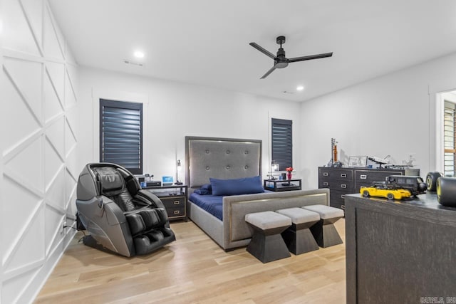 7509 S Shoreline, Benton, AR 72019 - bedroom featuring light wood-style floors, recessed lighting, and ceiling fan