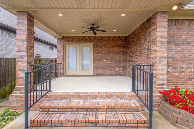 9 Bishop Pl, Little Rock, AR 72223 - view of patio featuring french doors and a ceiling fan