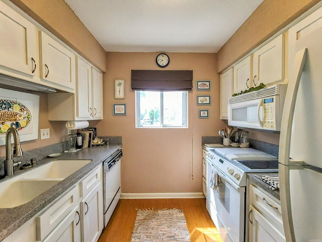 1127 Twin Points Rd Unit A, Hot Springs, AR 71913 - kitchen featuring white appliances, light wood finished floors, and white cabinetry
