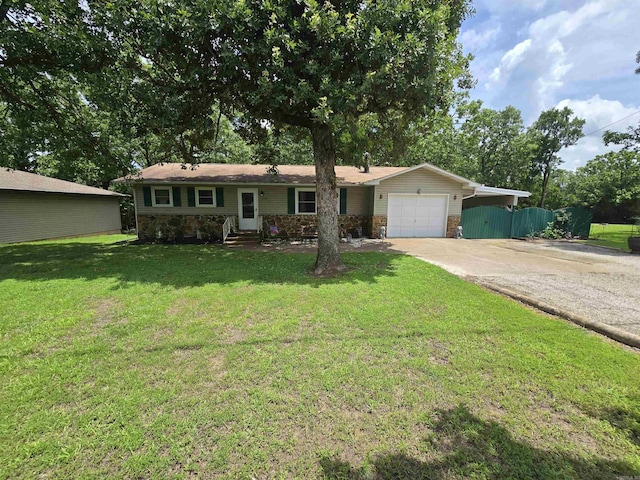 1206 Broadway Ave, Bull Shoals, AR 72619 - ranch-style house featuring stone siding, concrete driveway, and a garage