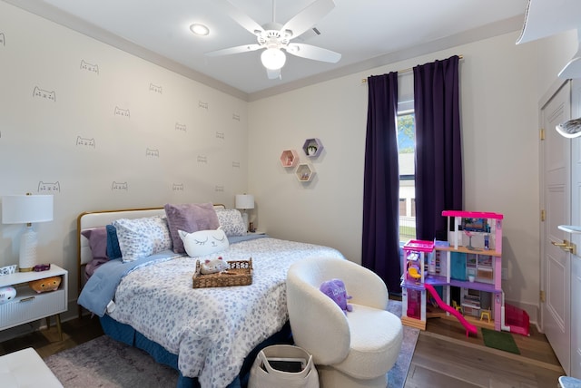 2960 Orchard View Dr, Conway, AR 72034 - bedroom with wood finished floors, recessed lighting, and ceiling fan
