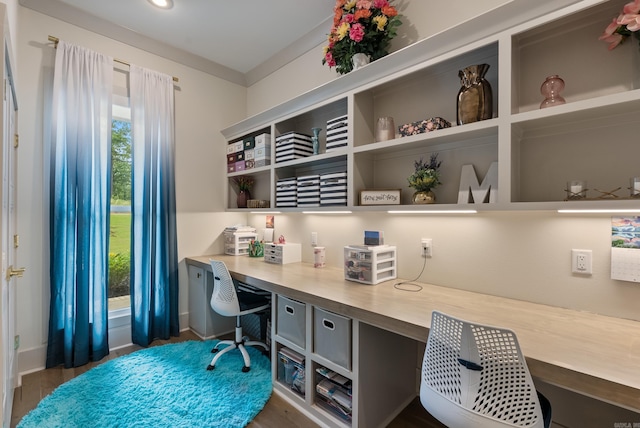 2960 Orchard View Dr, Conway, AR 72034 - office space with built in study area and dark wood-type flooring