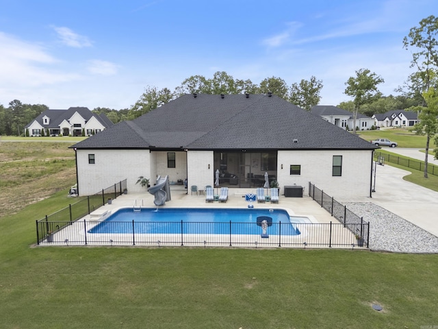 2960 Orchard View Dr, Conway, AR 72034 - view of swimming pool with a water slide and a patio