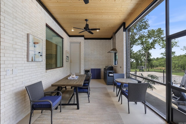 2960 Orchard View Dr, Conway, AR 72034 - sunroom with outdoor dining area and ceiling fan