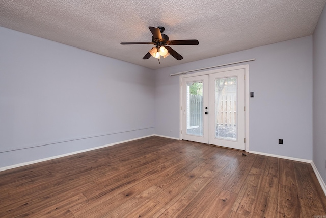 1905 Broken Bow, North Little Rock, AR 72116 - spare room with french doors, wood finished floors, a ceiling fan, and a textured ceiling
