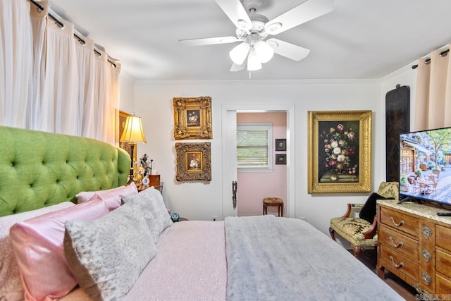 7111 W Markham St, Little Rock, AR 72205 - bedroom featuring crown molding and ceiling fan