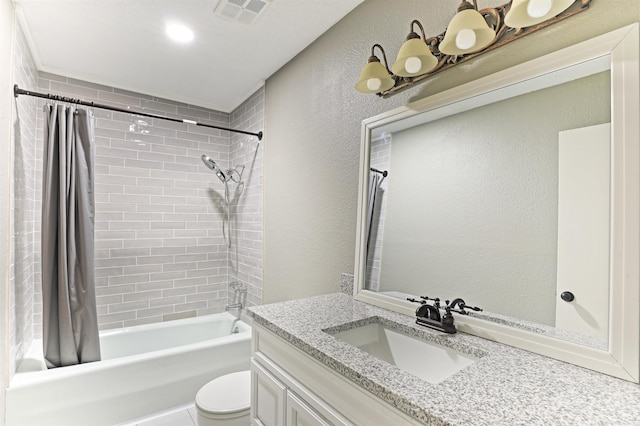 6905 White Oak Cv, White Hall, AR 71602 - bathroom with shower / bathtub combination with curtain, vanity, and a textured wall