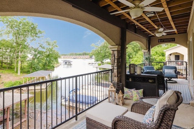 410A Halteria, Hot Springs, AR 71913 - balcony featuring a water view and ceiling fan