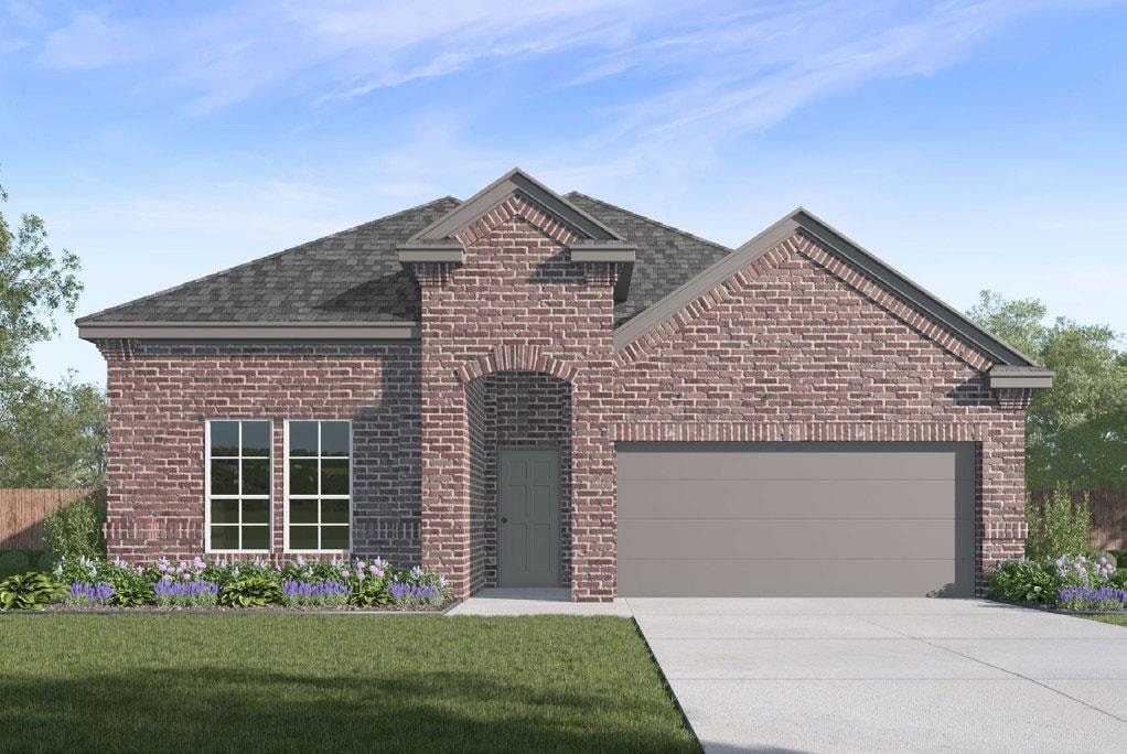 313 Cain Trl, Maumelle, AR 72113 - view of front of home with brick siding, driveway, and roof with shingles
